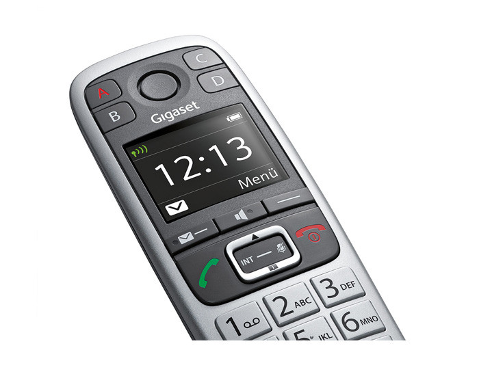 Gigaset E560HX mit Notruftaste für 4 SOS-Nummern.